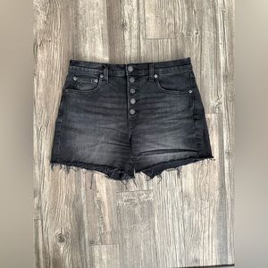 GAP Denim high-rise black distressed denim shorts